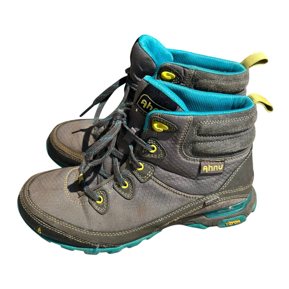 Ahnu Sugarpine Waterproof Hiking Boots Grey Teal Womens 7 Outdoor Gorpcore